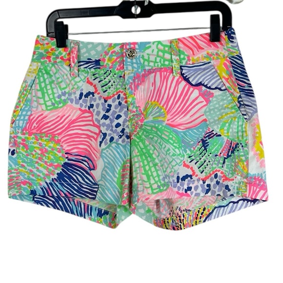 LILLY PULITZER Callahan Shorts SZ 6 ROAR OF THE SEA Pink Tropical Preppy Summer - Picture 6 of 12